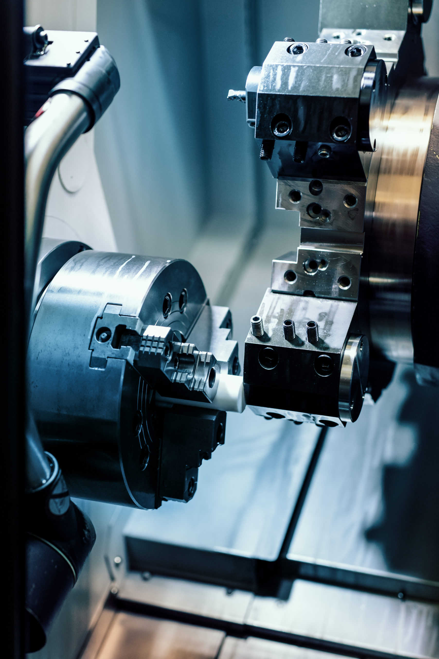 CNC machine tool in metal factory.